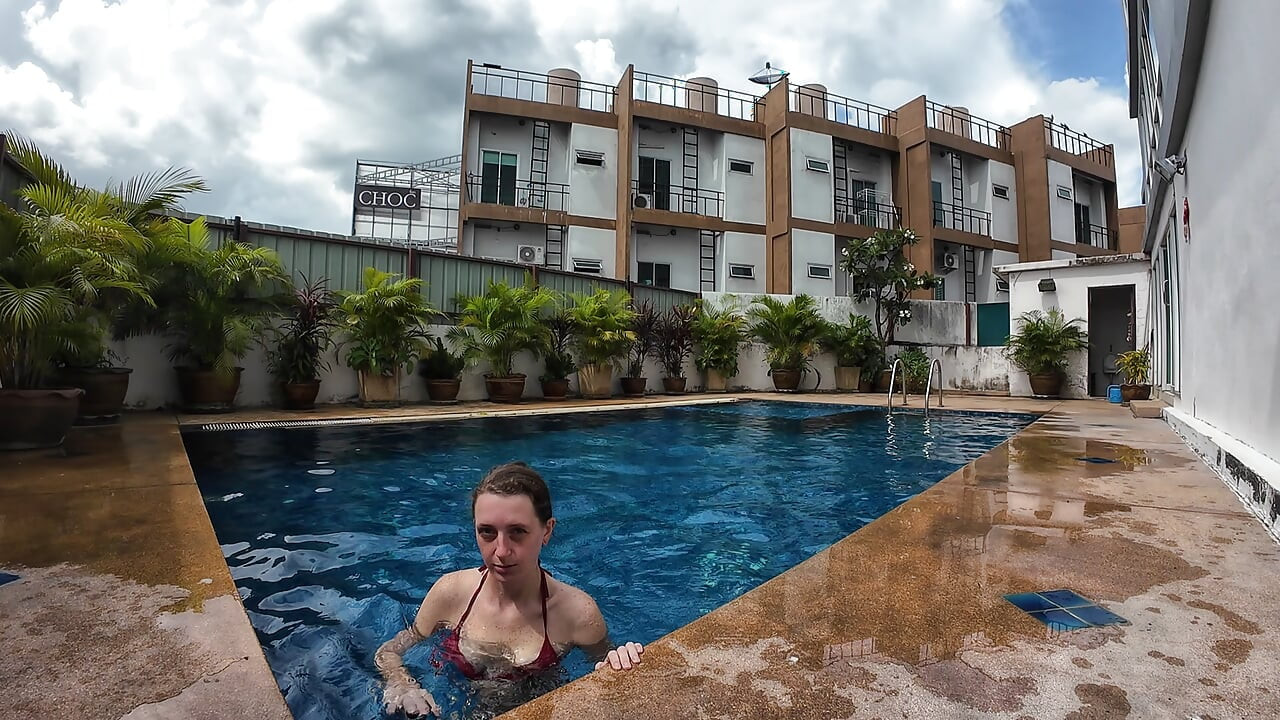 watch us playing in our swimming pool