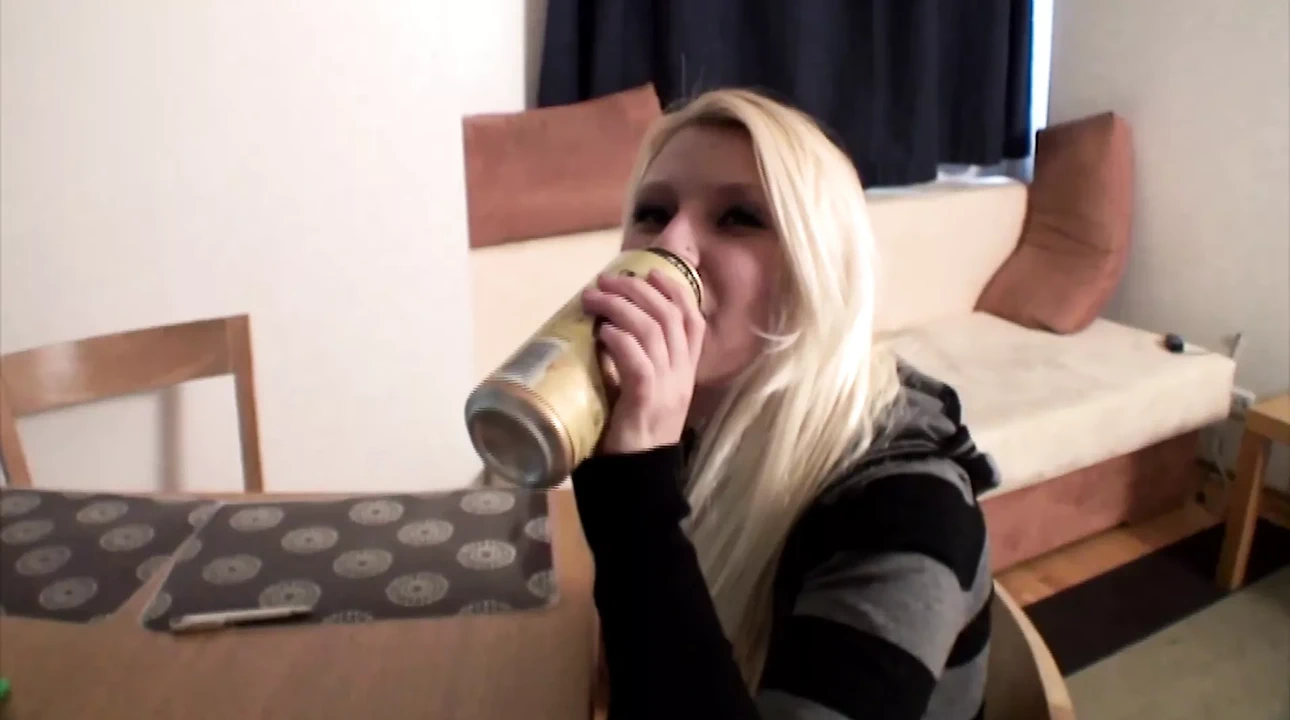 Blonde teen rides a big solid cock