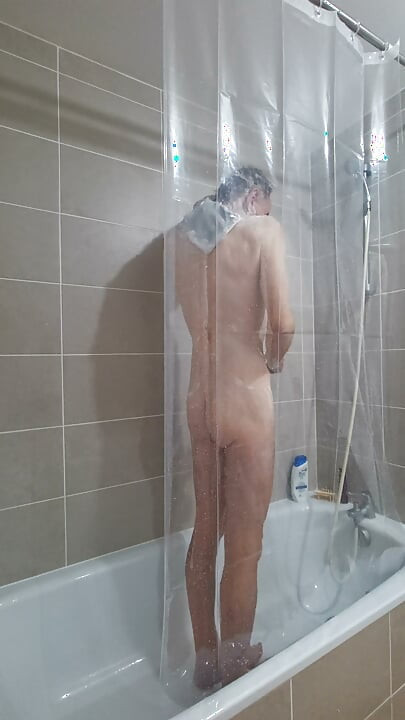 I'm taking a shower in front of you with only a transparent shower curtain for protection.