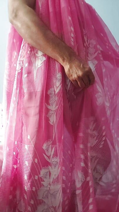 Boy masterbating and cum in a silk seethrough Night Gawun
