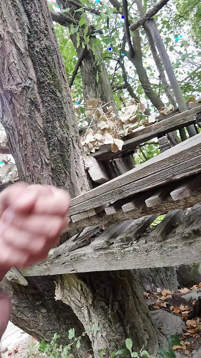 Big cum in the forest, asshole and fart. Solo teen big dick