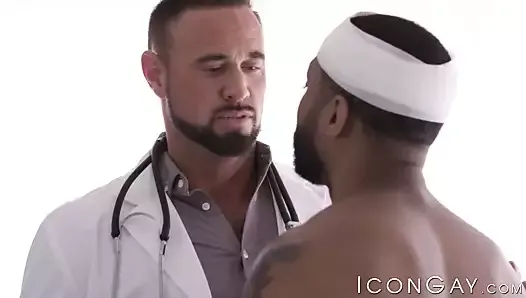 Black stud Jaxx Maxim pounds his doctor Michael Roman