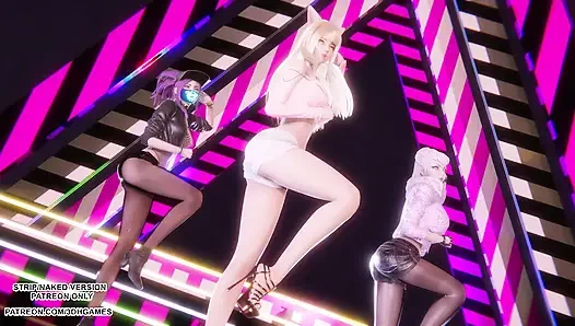MMD BABYMONSTER - НАВСЕГДА - Ахри, Акали, Эвелин, сексуальная Kpop Танцевальная лига легенд, хентай без цензуры, 4K 60FPS