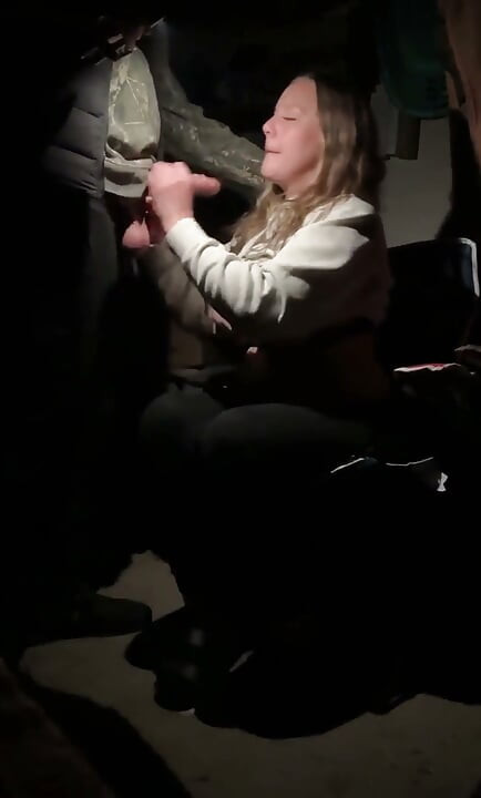 Sneaky MILF Sucks Cock in the Garage