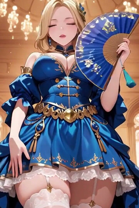 Blue Gown, Red Carpet Kneeling, From Silence to Glory. Who Can Handle This Regal Tease?