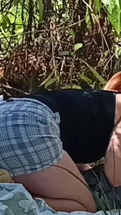 Redhead caught giving blowjob in public | Clip 1