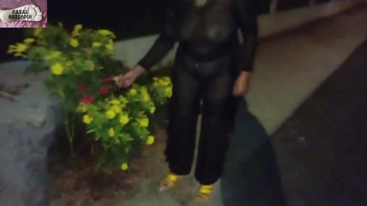 Mel showing off in public on the side of the road 13