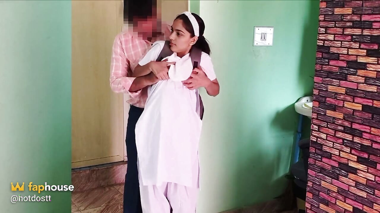 Hot Indian Girl in Uniform Enjoys Her Boobs Sucking with Her Stepbrother