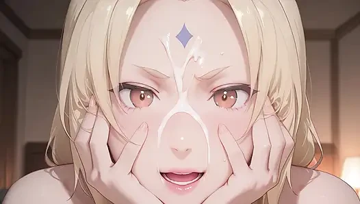 Üvey anne Tsunade yanlışlıkla üvey oğlunun büyük penisini gördü ve karşı koyamadı. Hentai tarzında tsunade cosplay