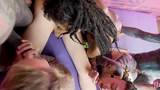Big Altporn Anal Group Sex - Tattoo Teen Crazy Orgy with Anal Gape, ATM, Deepthroat, Sloppy BJ