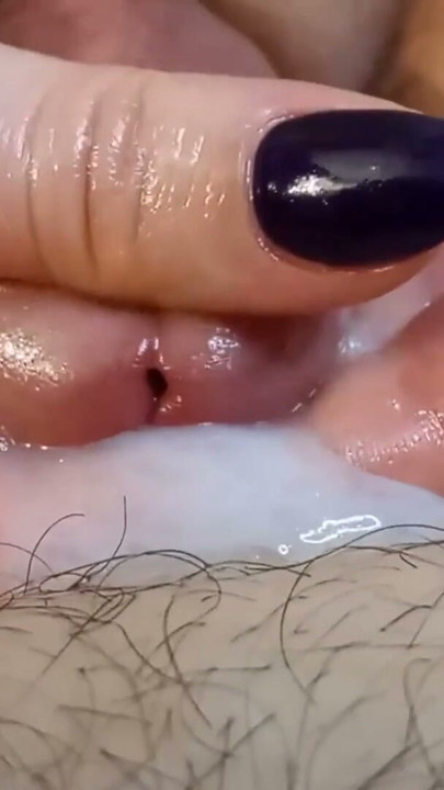 The swollen dick cums profusely from the friction of the frenulum | Clip 1