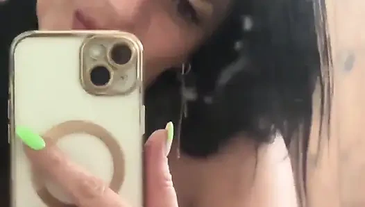 Blue Lace Mirror Tease with My Squirt-stained Mirror