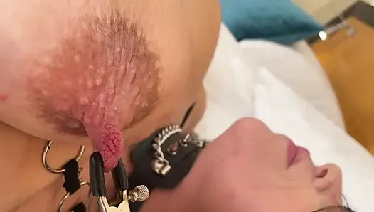 He Play Hard with my Hard Dark Nipples Squeezes and Stretches when Im Bo...