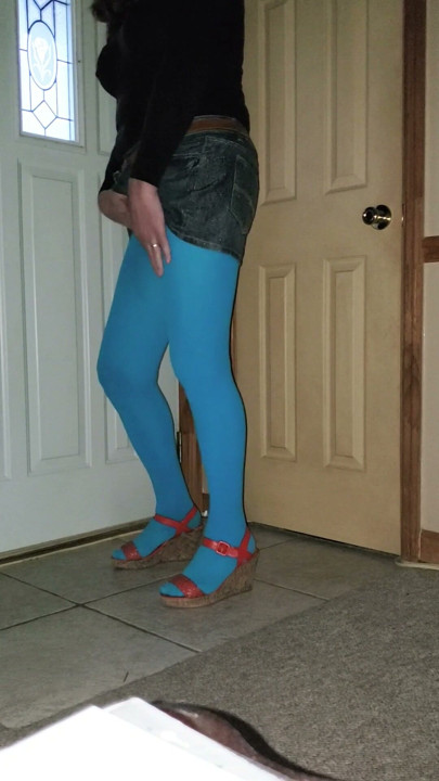 Crossdresser.  Caressing myself in nylon pantyhose and my new miniskirt. | Clip 1