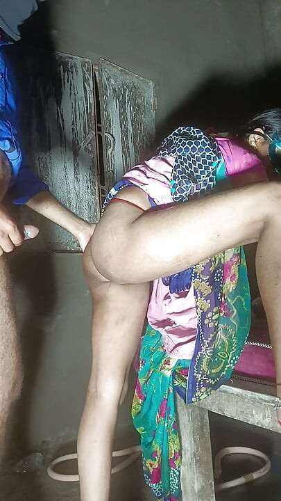 Sister-in-law's ass fucked brother-in-law's cock at night standing in doggy style Hindi audio