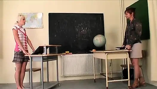 Janitor hitting on a young college girl in front of a dirty teacher