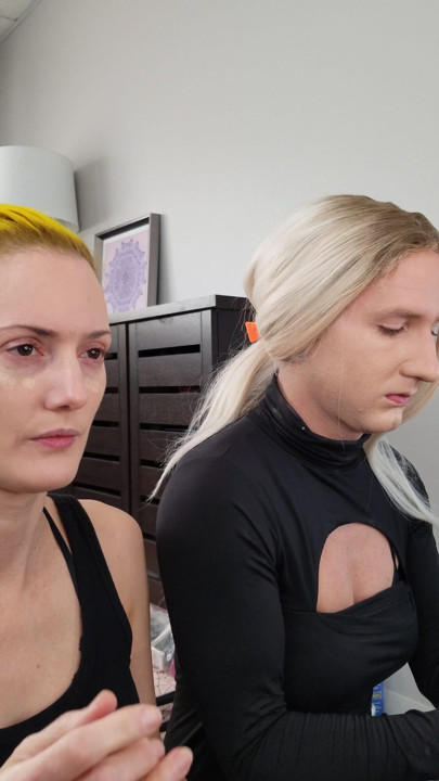 Crossdresser Bailey Wilde and Belyla Bradley Putting on Makeup | Clip 1