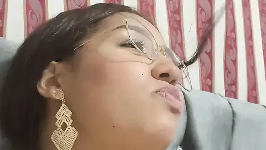 Busty Latina with Glasses on Sucks My Big Cock