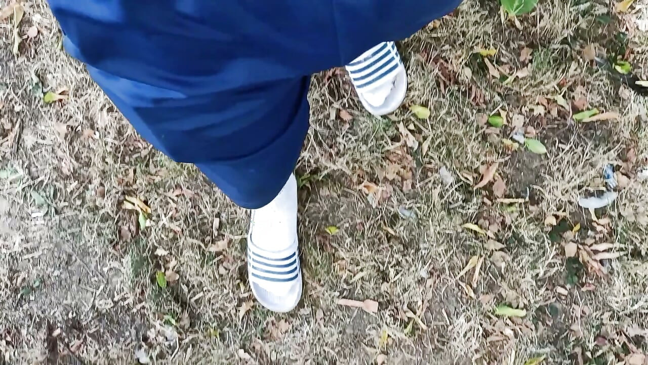 Making Socks Dirty in Slides - Used Socks and Slides and Uncut Soft Cock
