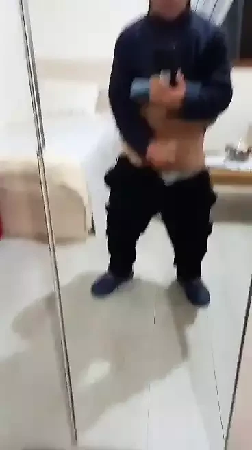 Albanian Dad cumming in front of mirror