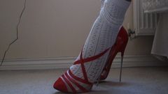 New Red High Heels with Cross Strap