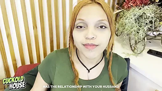 Pengantin pria ini membuat panggilan video untuk nonton pengantin wanitanya ngentot sama pria kontol besar