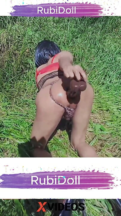Rubidoll Big Ass Has Fun With Her Dildo Outdoors