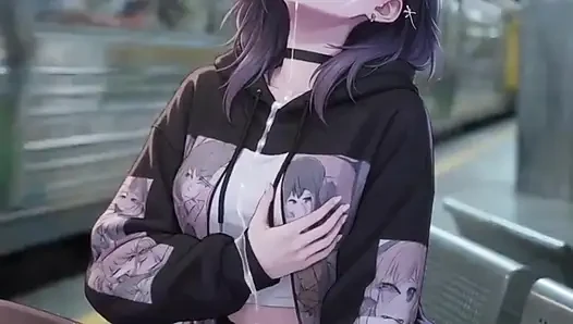 Gadis anime lucu masturbasi dan disetubuhi di stasiun kereta bawah tanah
