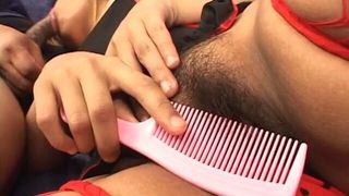 Horny stud banging erotic slut’s hairy cunt hard and loving it