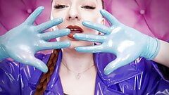 Asmr clip: nitril handschoenen en olie - glaminatrix arya grander - hete milf ontspannen sexy klinkende pov gratis