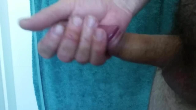 Masturbating my uncut cock to cum