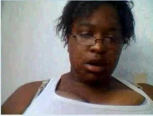 Ebony shows big tits on webcam