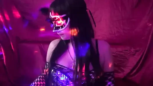 JOI in mask and sexy lingeria with cum countdown