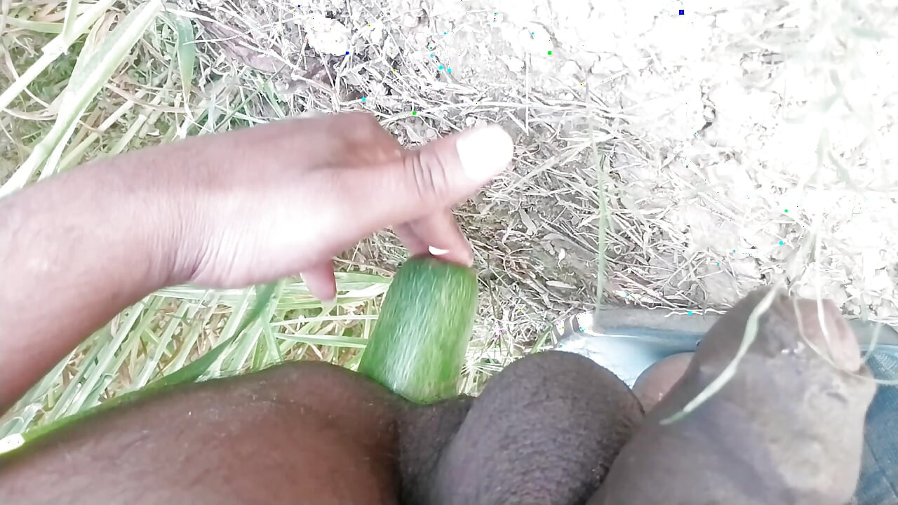 Anal fucking with a thick cucumber.