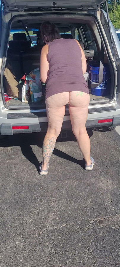 Milf Putting Away Groceries While Flashing People In The Parking Lot