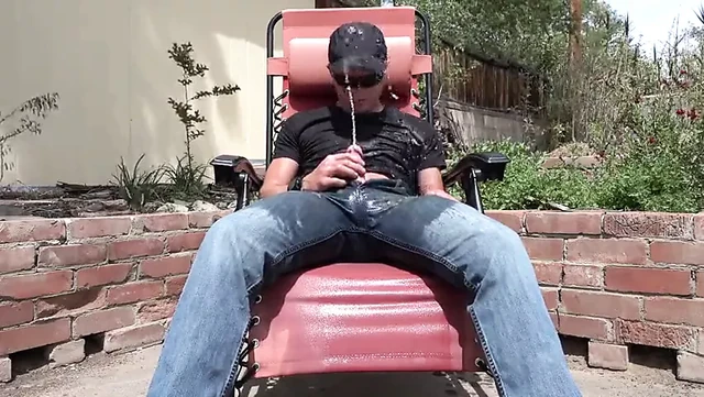 Cum Jeans Part 3 - Wetting the dried cum with piss
