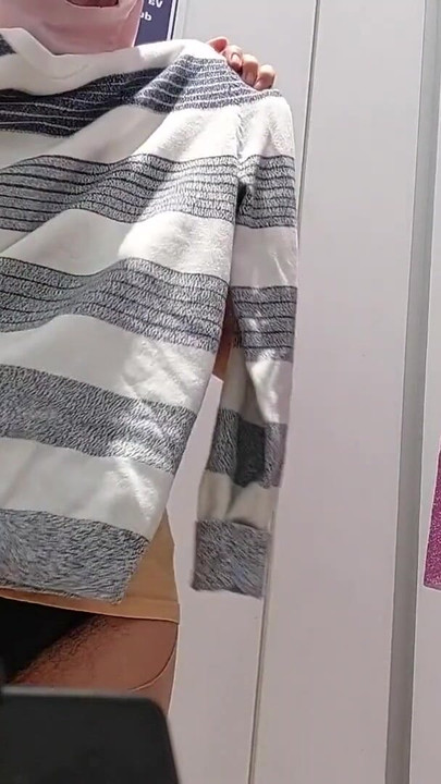 Spectacular moment from "Sexy brunette tries on clothes in fitting room. I'm looking at a hairy mom, hairy pussy, big tits,"