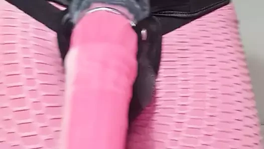 Showing off a strapon!