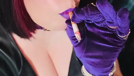 Si ratu merokok tina snua merokok dengan kulit & sarung tangan