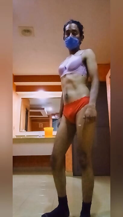 I go to a motel alone PART: Sexy Femboy in Female Underwear Masturbating Anally