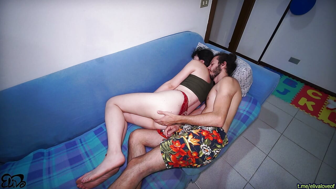 CUDDLING ON THE COUCH, BLOWJOB WITH CUM IN MOUTH AND RIDING WITH CREAMPIE