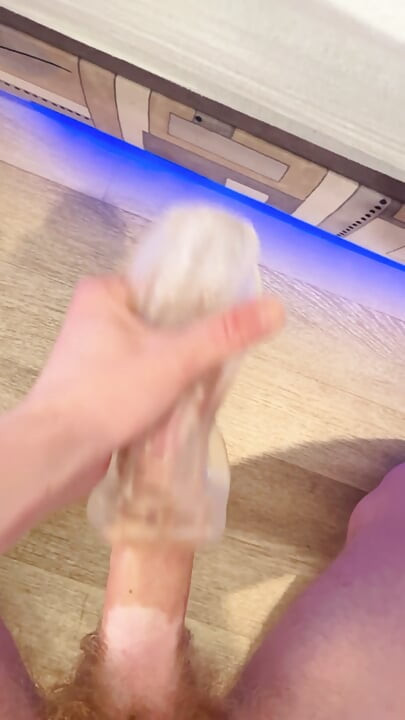 Big Dick Twink Cumming Hard with a Sex Toy Fleshlight and Huge 21cm Dildo