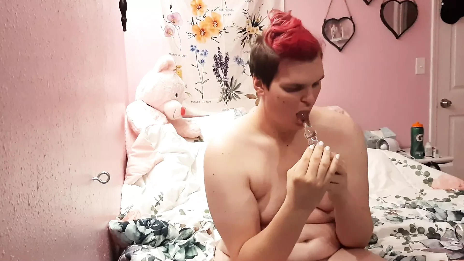 BBW Trans Girl with Glass Dildo