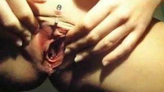 Pierced cunt masturbation