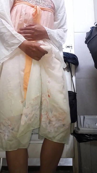 Crossdresser Cum Wearing Cute Chinese Hanfu Dress | Clip 1