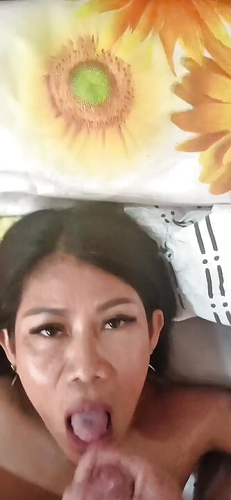 Asian Thai Milf blowjob and cum swallow