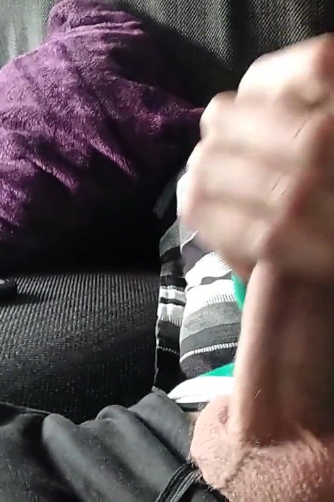 Huge Veiny Cock Is Jerked on the Couch Until He Cums, We Watch a Movie?