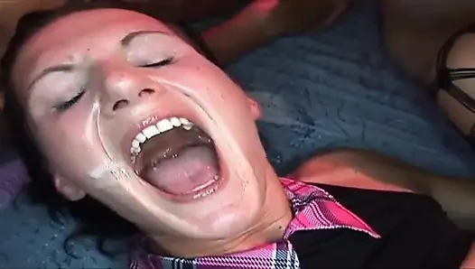 Mature Babes in Wild Gangbang Dripping with Cum