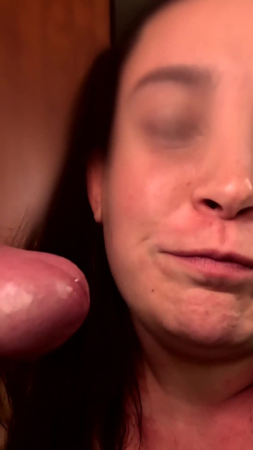 Smoking slut verbal humiliates sissy faggot, BJ and facial encouragement | Clip 3