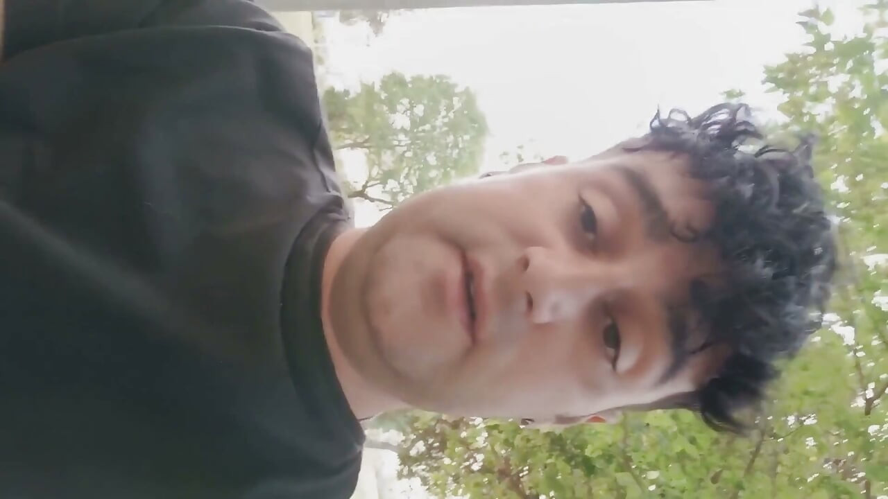 Smoking Outdoor and Showing Balls and Soft Uncut Cock